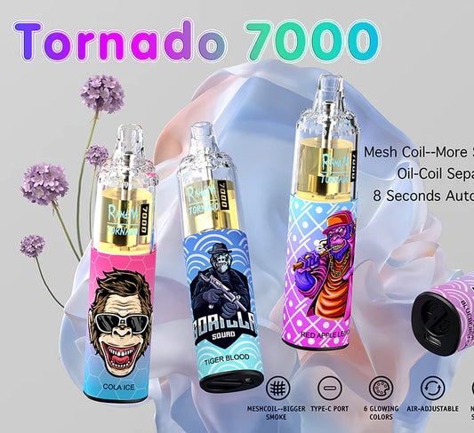 Surprise Blind box vape RandM Tornado 7000 puffs Disposable Electronic Cigarette Devices Super Mystery box Smoke Random color e-cigarettes lucky Mixed flavors Rechargeable tobacco